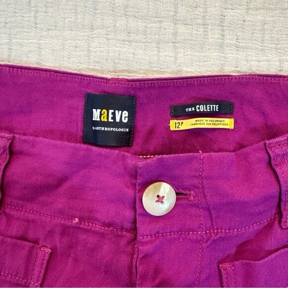 Maeve Anthropologie Purple The Colette Cropped Linen Wide Leg Pants Size 12P - Picture 5 of 13